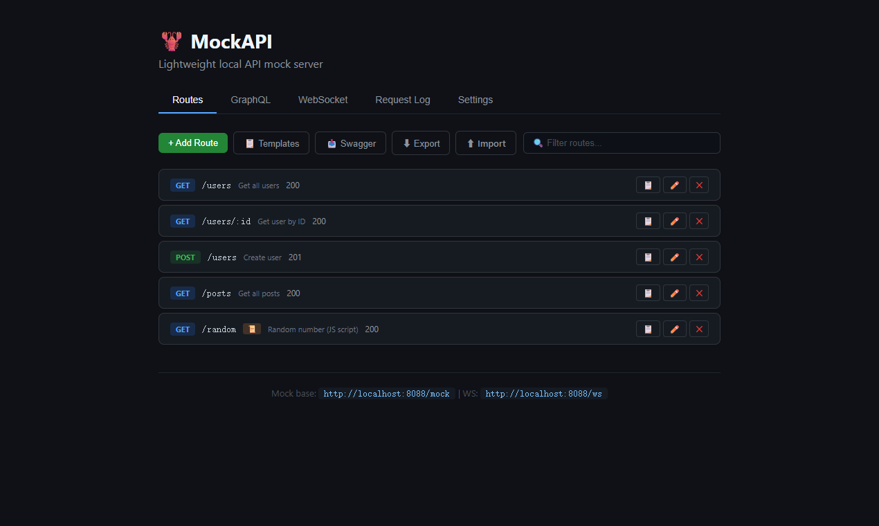 MockAPI Main Interface